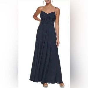 NWT DKNY‎ Ruched-Bodice Gown in Spring Navy Size 12